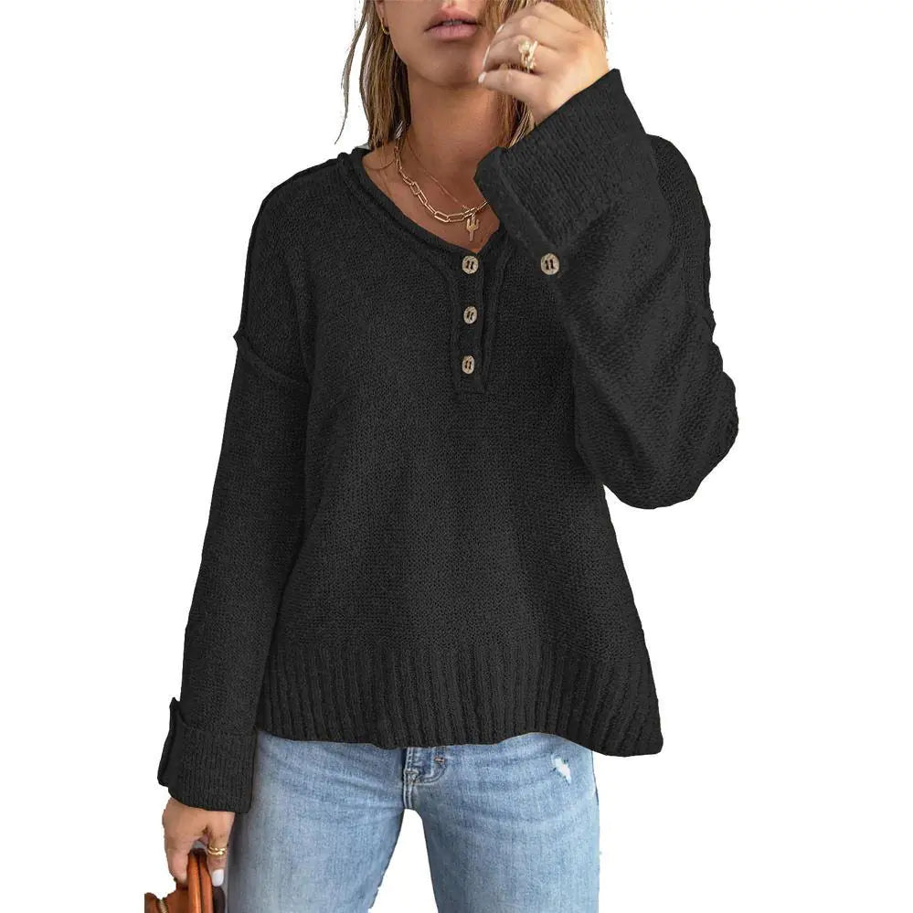 Loose Button Knitted Sweater for Women
