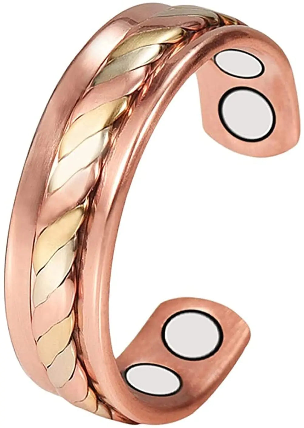 Copper Rings for Women Magnetic Rings Pure Copper Three -Color Gold Weave Adjustable Therapy Ring Healthy Copper Jewelry