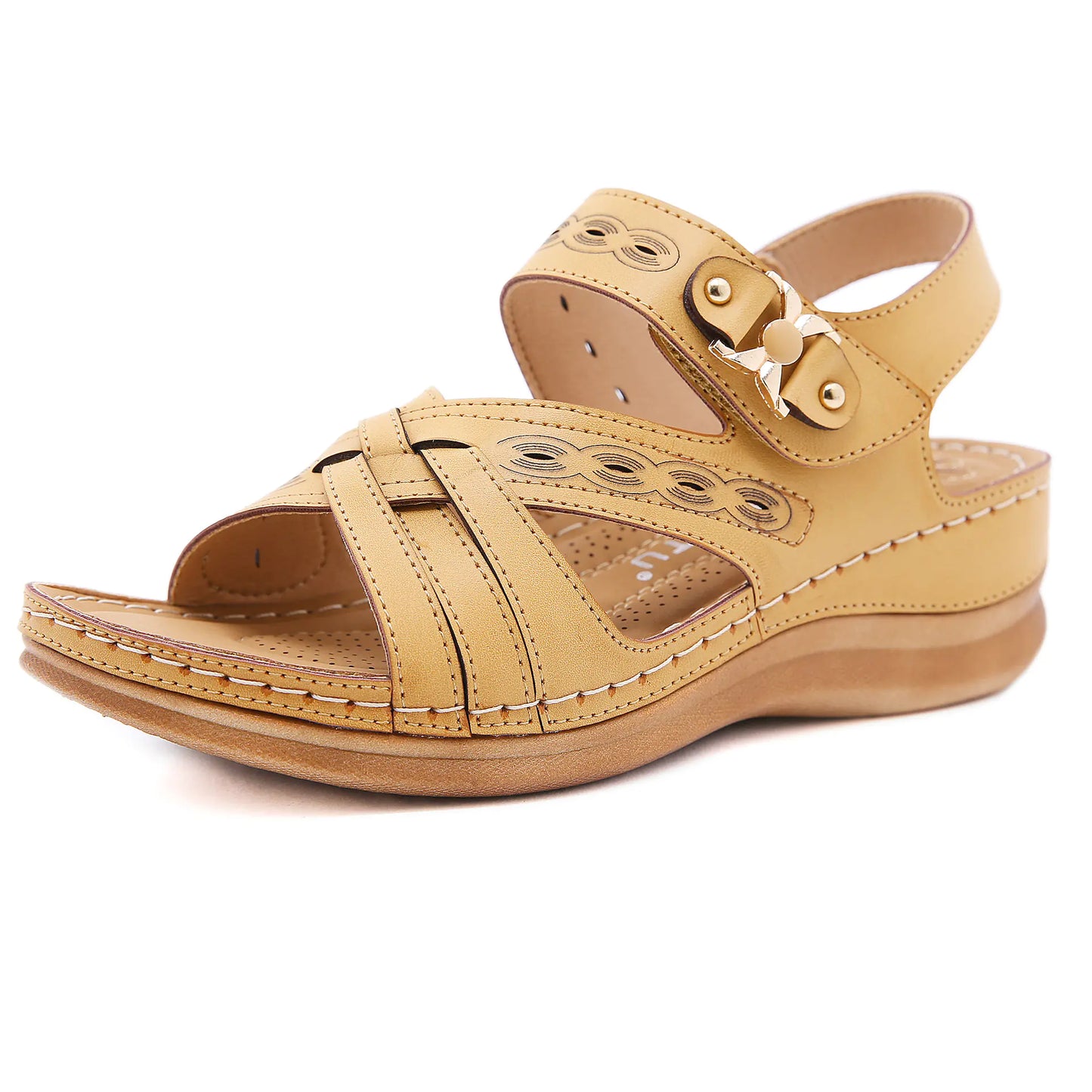 Retro Round Head Wedge Hollow Sandals for Women