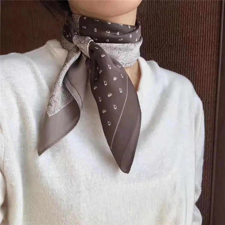 Vintage Cashew-Patterned Silk Scarf for Women