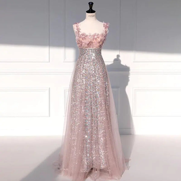 Sequined Flower Dress for Women - Wedding Occasion