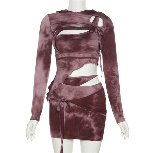 Lace Up Skirt Set for Women